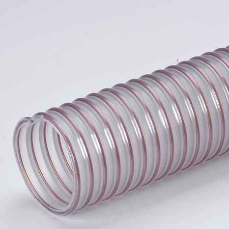 Tubo flessibile traslucido con spirale in acciaio