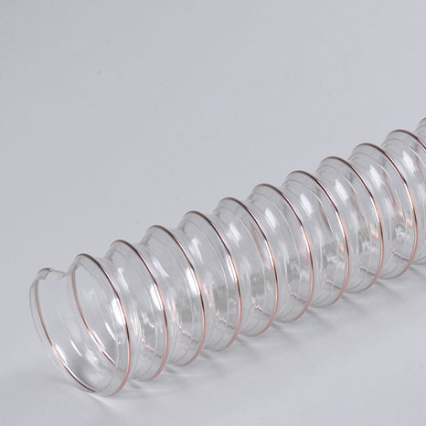 Tubo trasparente con spirale in acciaio ramato