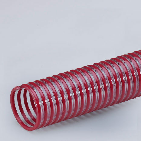 Tubo in PVC trasparente con spirale rossa