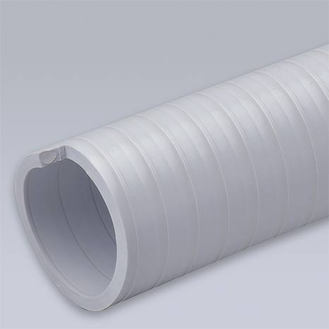 Tubo spiralato in PVC di colore bianco